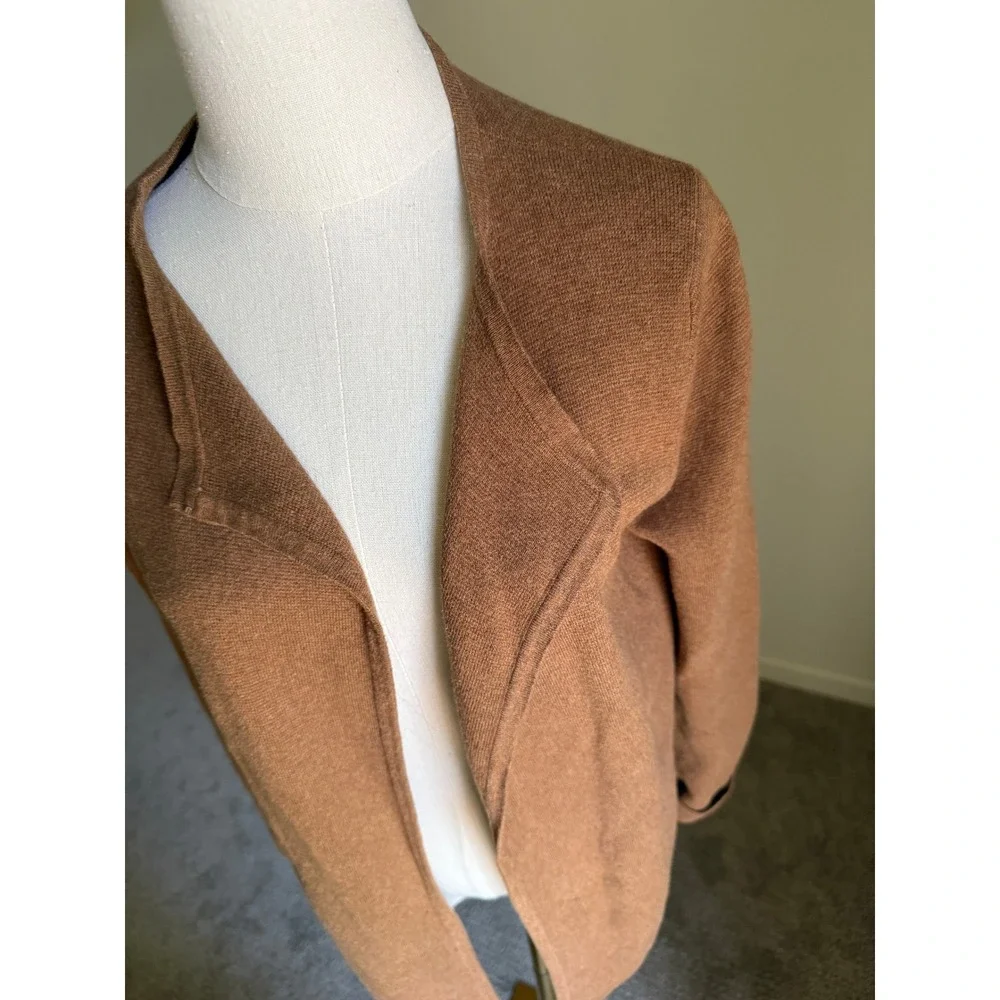 J.Crew Juliette Open Cardigan Sweater‎ Blazer Knit Tan Brown Cotton Blend XS